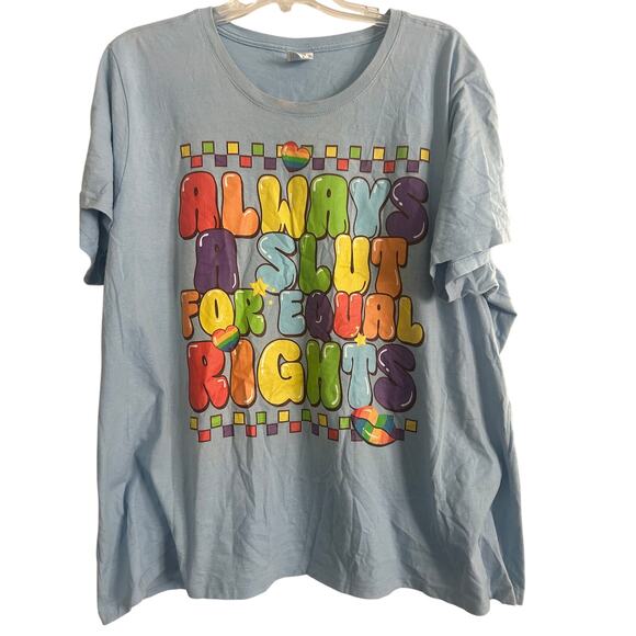 EUC Port and Company Men's Cut Light Blue Equal Rights T Shirt LGBTQ Size 3X - Picture 1 of 4